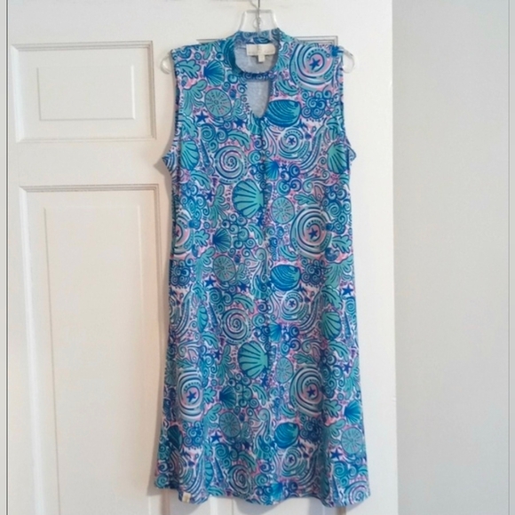 Simply Southern Other - 🌊Simply Southern🌊 - Blue/Pink/White Seashell Swirl Sleeveless Stretch Dress